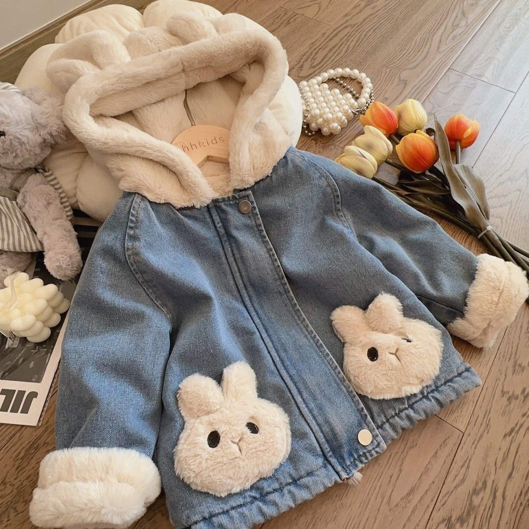 HA17118 - ÁO KHOÁC TAI THỎ LÓT LÔNG DENIM