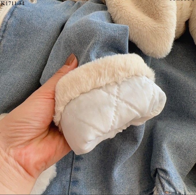 HA17118 - ÁO KHOÁC TAI THỎ LÓT LÔNG DENIM