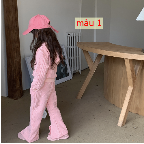 HH18116 - SET ÁO + QUẦN ỐNG LOE DỆT KIM BÉ GÁI