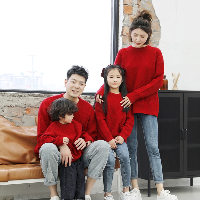 HA24118 - ÁO LEN ĐỎ GIA ĐÌNH