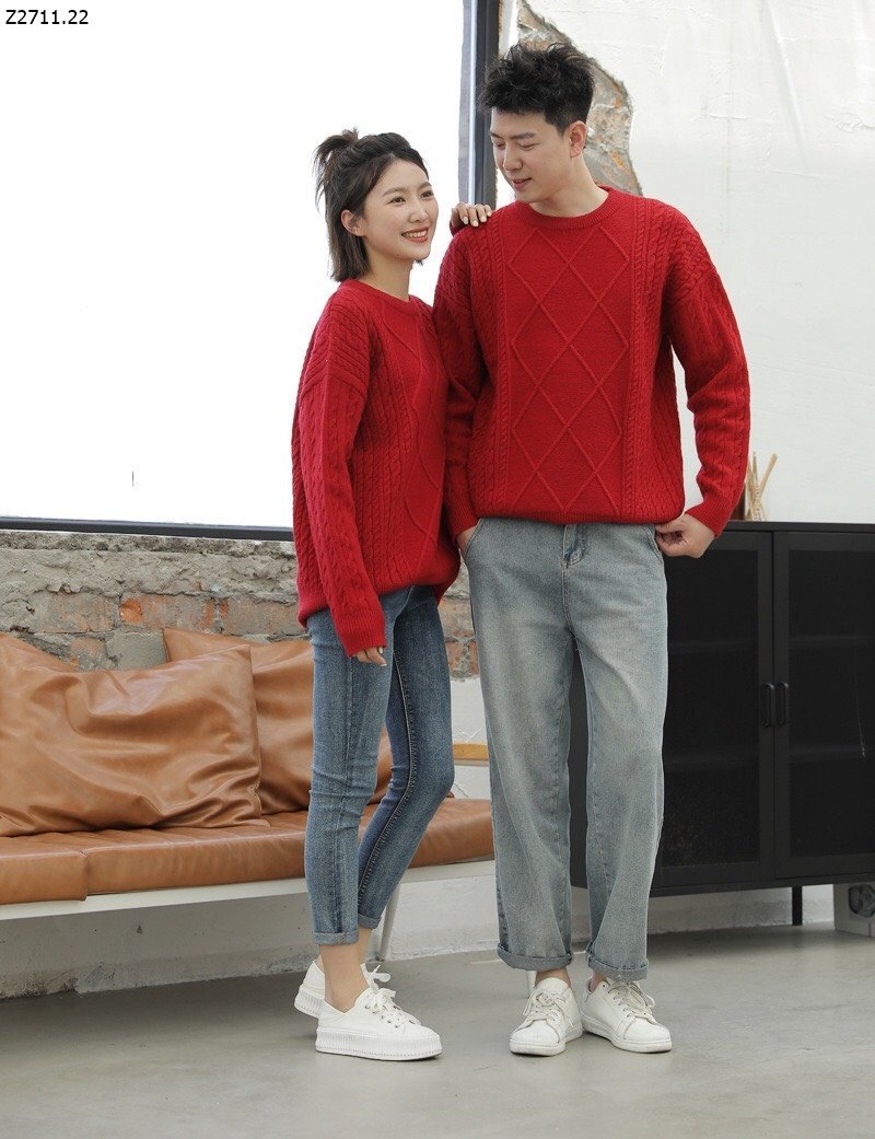 HA24118 - ÁO LEN ĐỎ GIA ĐÌNH