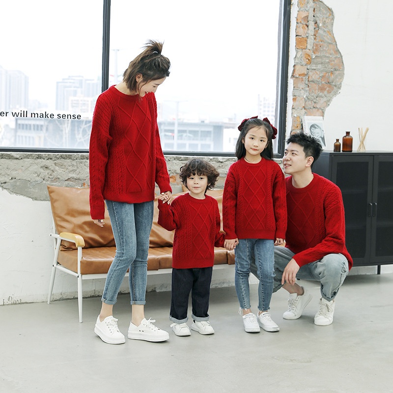 HA24118 - ÁO LEN ĐỎ GIA ĐÌNH