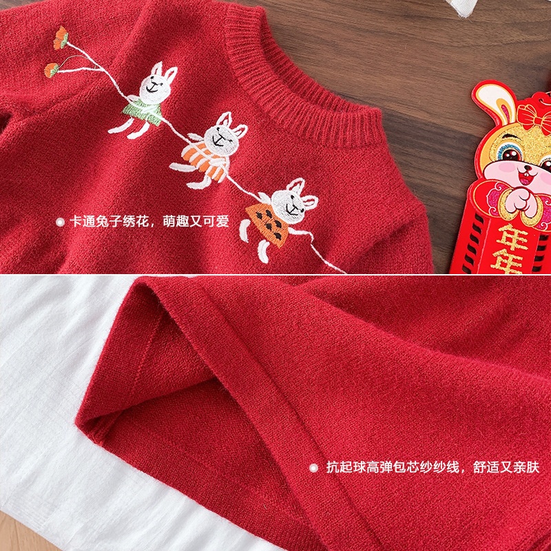 HA3128 - VÁY LEN ĐỎ CHO BÉ GÁI