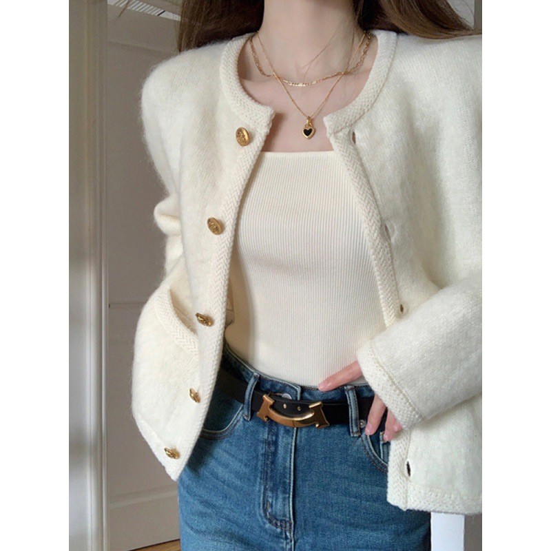 HH10123 - ÁO CARDIGAN LEN TRẮNG