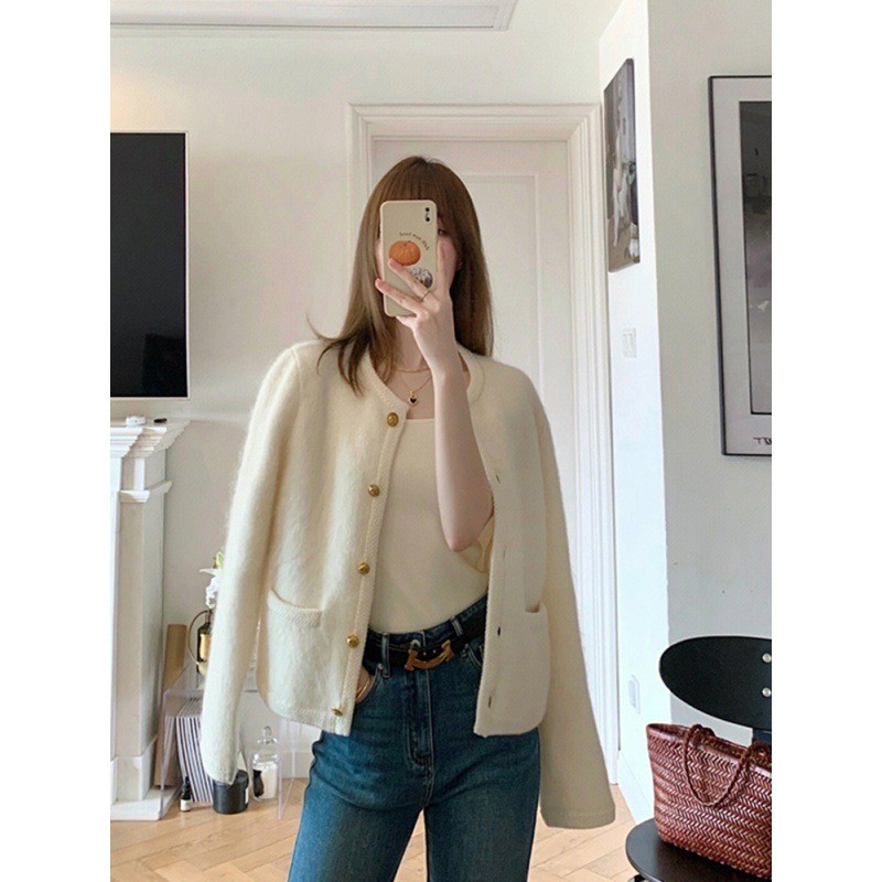 HH10123 - ÁO CARDIGAN LEN TRẮNG