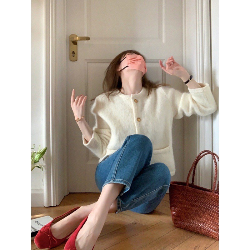 HH10123 - ÁO CARDIGAN LEN TRẮNG