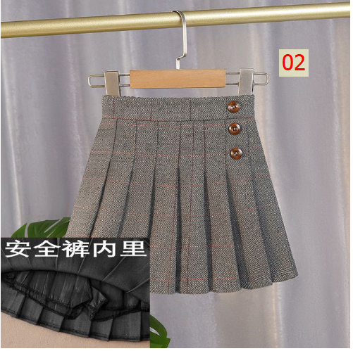 HH201217 - CHÂN VÁY XẾP LY 3 CÚC CHO BÉ
