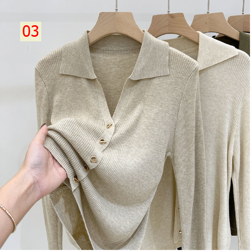 HH24128 - ÁO LEN CỔ BẺ NỮ