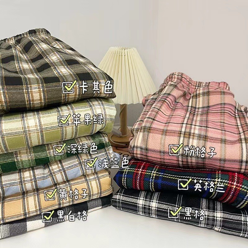 HH24127 - QUẦN ỐNG RỘNG KẺ CARO LÓT LÔNG