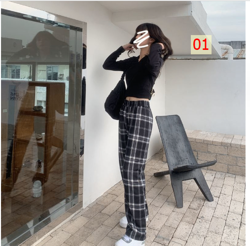 HH24127 - QUẦN ỐNG RỘNG KẺ CARO LÓT LÔNG