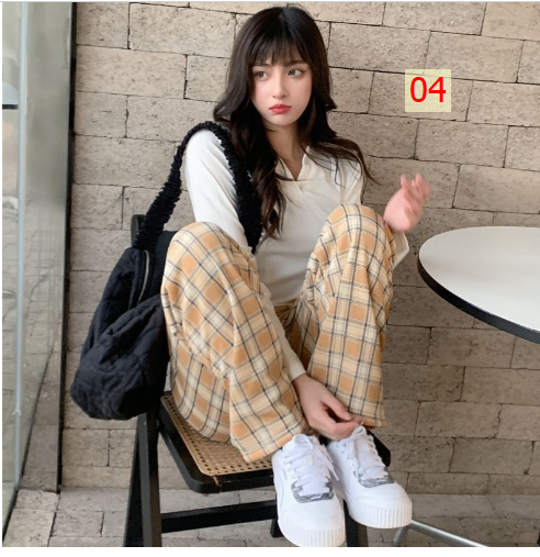 HH24127 - QUẦN ỐNG RỘNG KẺ CARO LÓT LÔNG