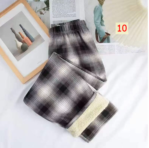 HH24127 - QUẦN ỐNG RỘNG KẺ CARO LÓT LÔNG