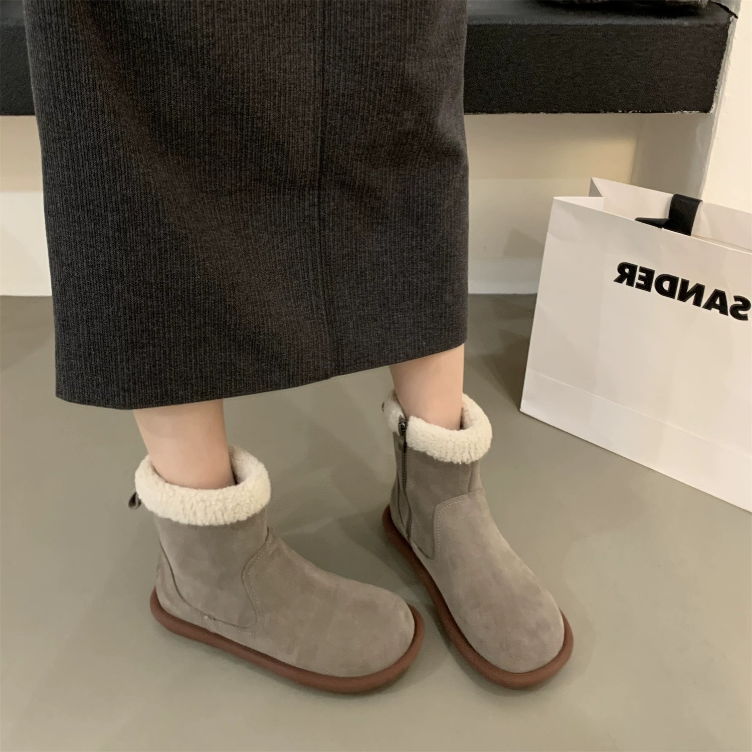 HH27124 - BOOT CỔ LÔNG LÓT LÔNG