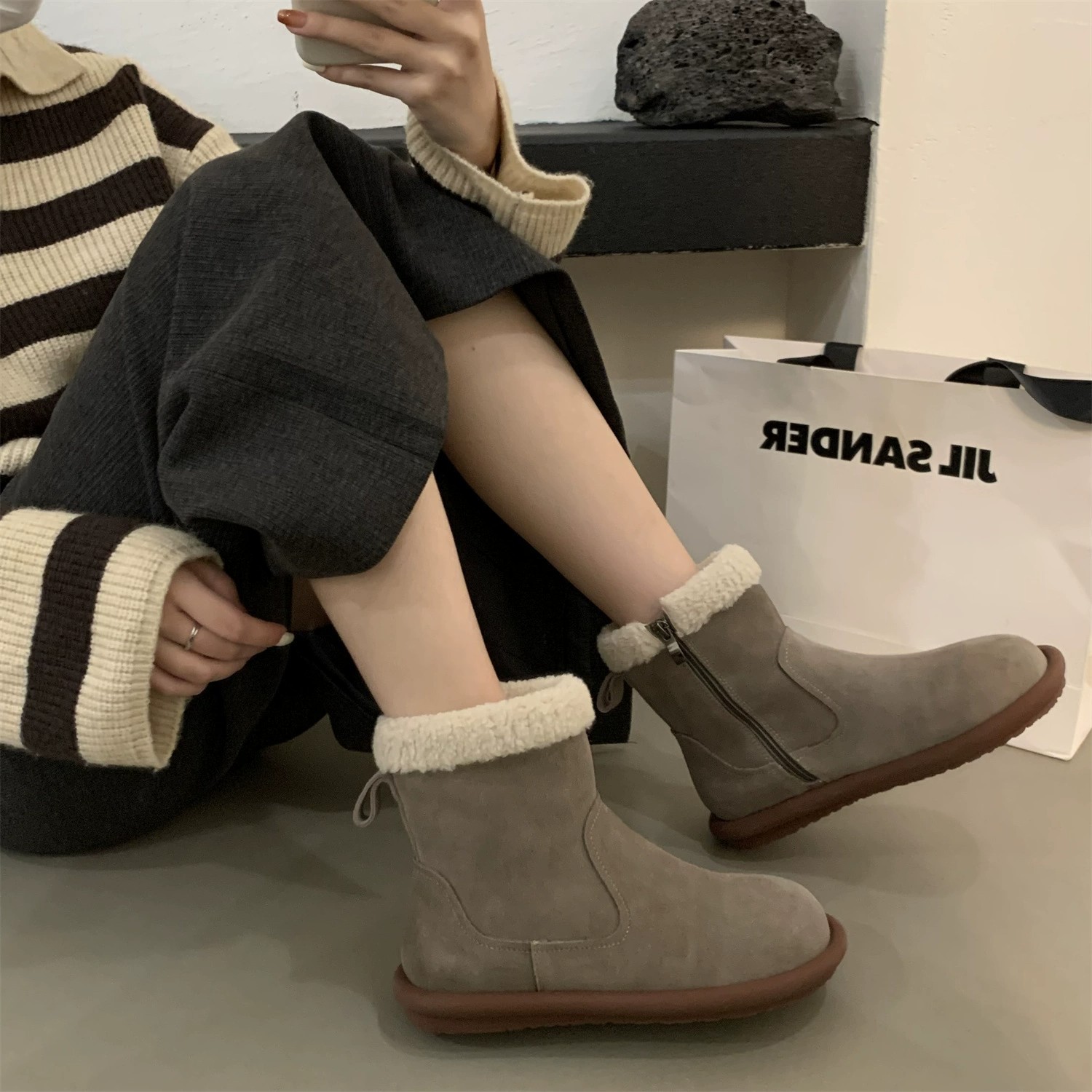 HH27124 - BOOT CỔ LÔNG LÓT LÔNG