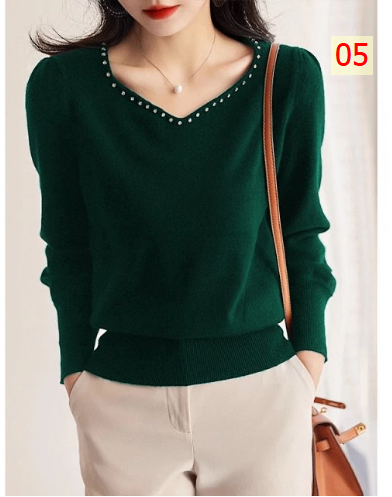 24HH41.13 - ÁO LEN CỔ V