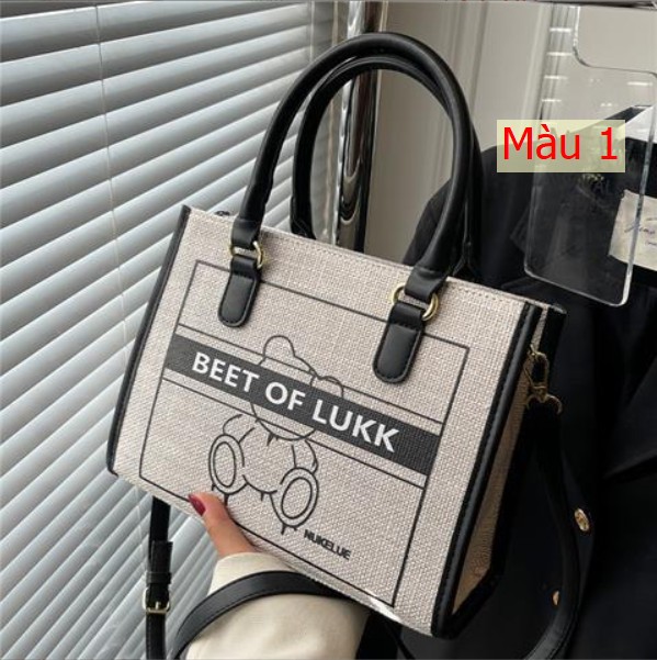 24HH71.12- TÚI TOTE HỌA TIẾT GẤU CƯNG QUÁ 🧸🧸