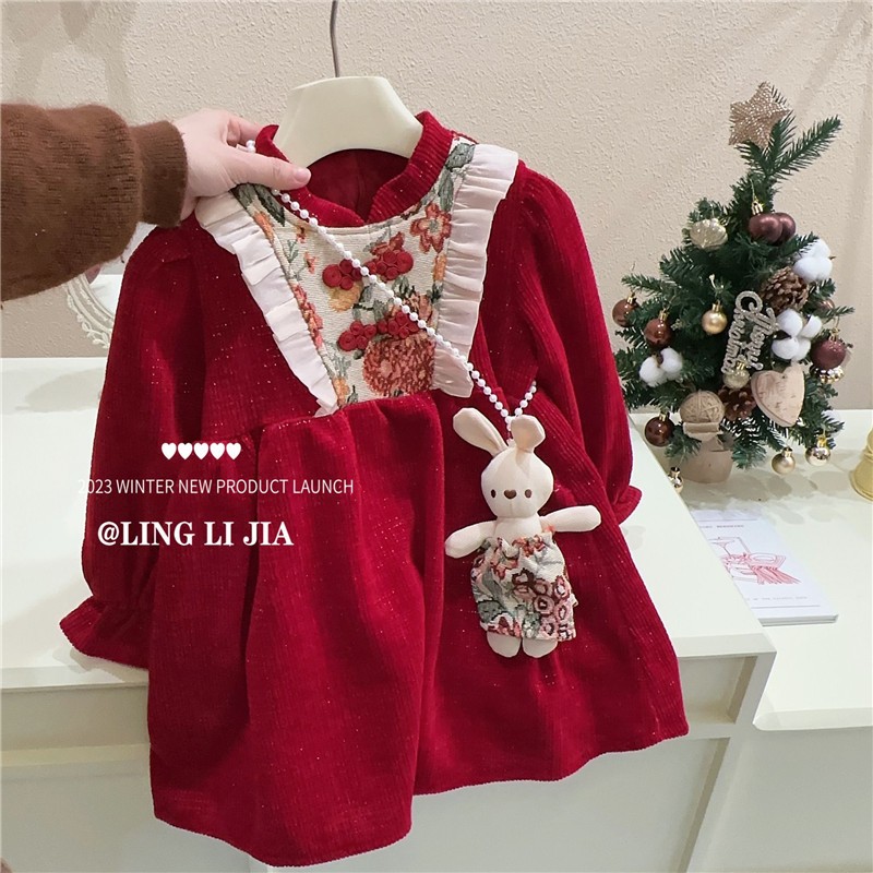 24HA61.07 - VÁY ĐỎ BÉ GÁI