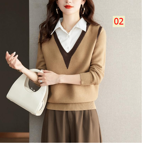 24HH91.16 - ÁO MIX CỔ SƠ MI