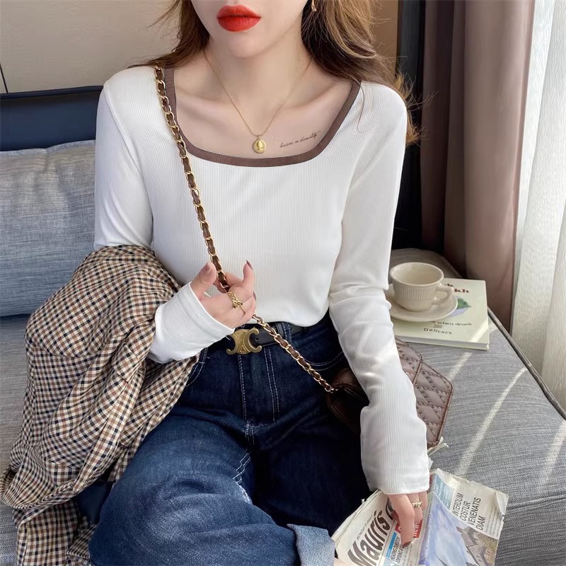 24HH101.07 - ÁO DÀI TAY VIỀN CỔ VUÔNG