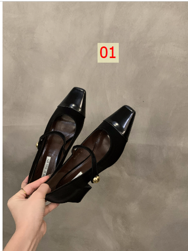 24HH101.10 - GIÀY MARY JANE GÓT THẤP MŨI VUÔNG