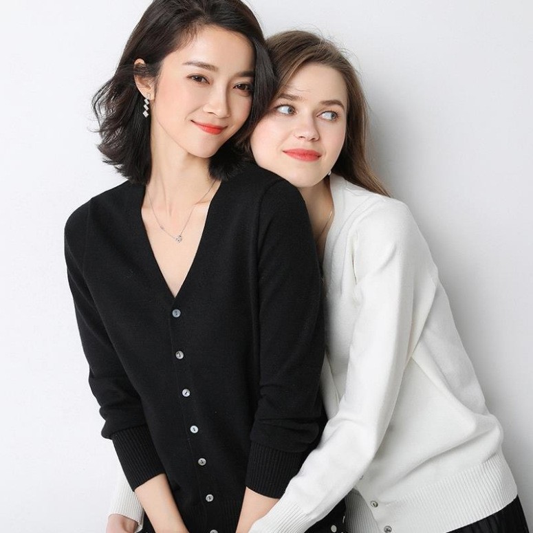 24HH111.03 - ÁO LEN CARDIGAN TRƠN