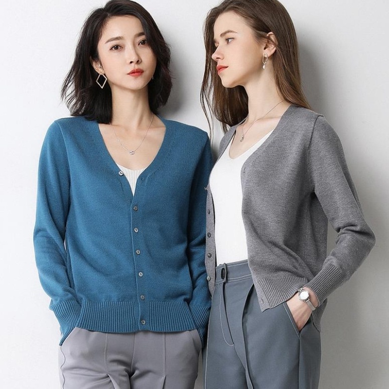 24HH111.03 - ÁO LEN CARDIGAN TRƠN