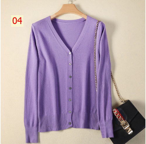 24HH111.03 - ÁO LEN CARDIGAN TRƠN