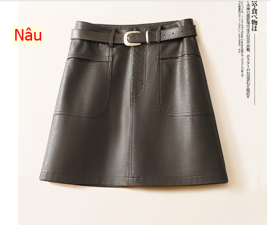 24HH111.06 - CHÂN VÁY DA KÈM ĐAI