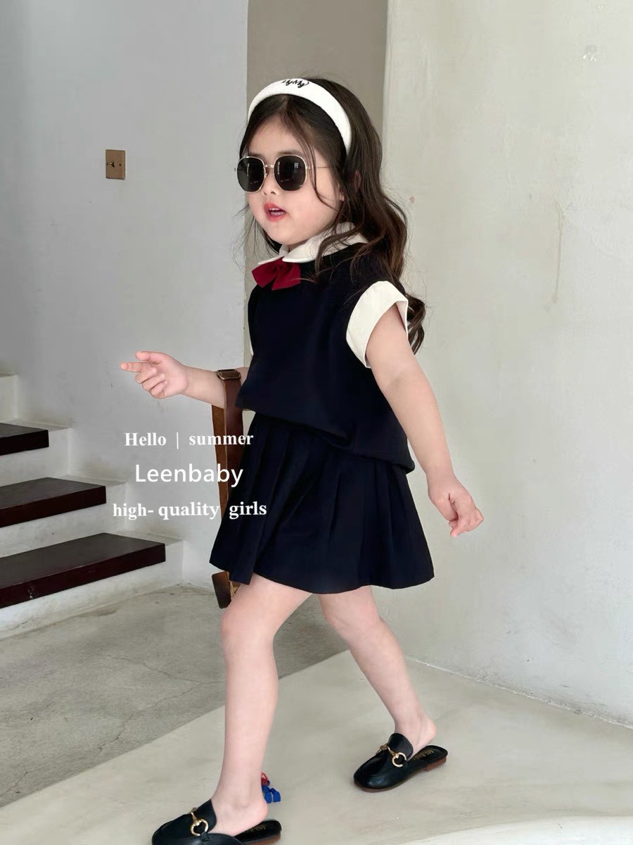 HAX2403 - SÉT VÁY XẾP LY PHỐI CỔ NƠ CHO BÉ GÁI