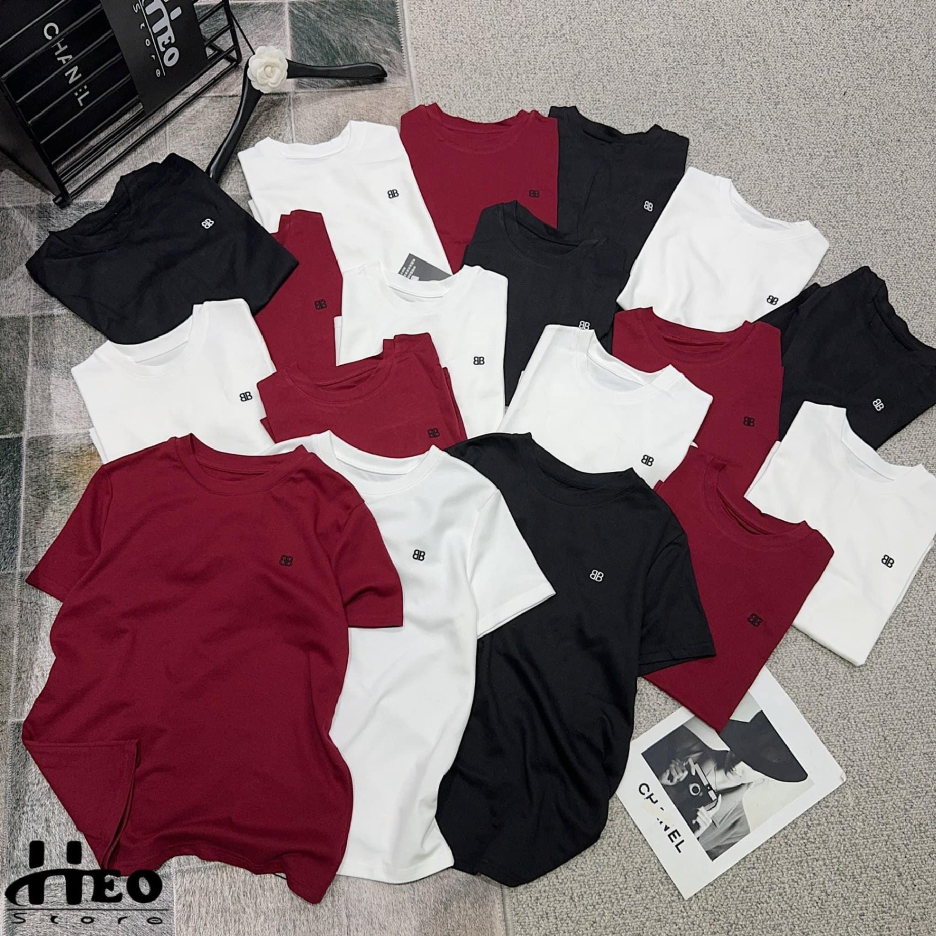 HAX2409 - SET 3 ÁO THÊU BB 3M ĐEN TRẮNG ĐỎ