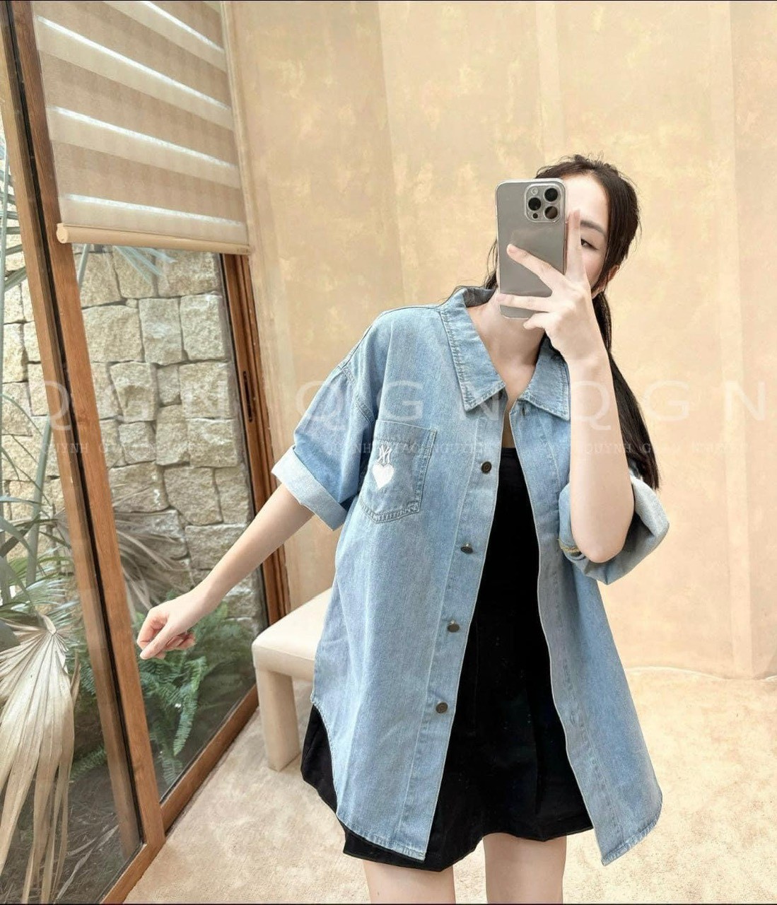 HAX2417 - ÁO SƠ MI BÒ THÊU NY TÚI NGỰC