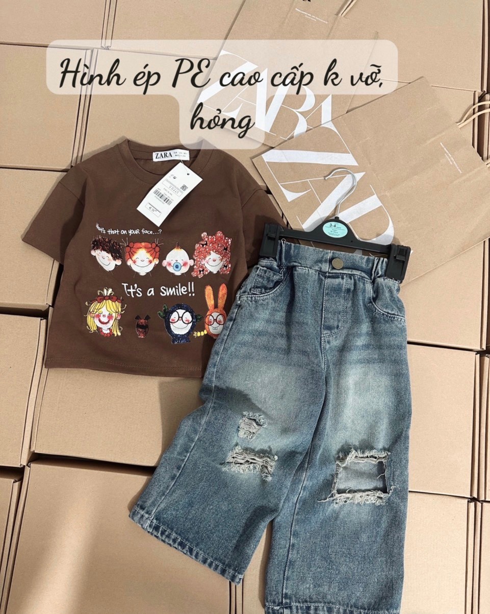 HAX2423 - SET ÁO NÂU + QUẦN JEAR BÉ GÁI