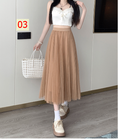 24HA242.06 - CHÂN VÁY XẾP LY DÁNG DÀI
