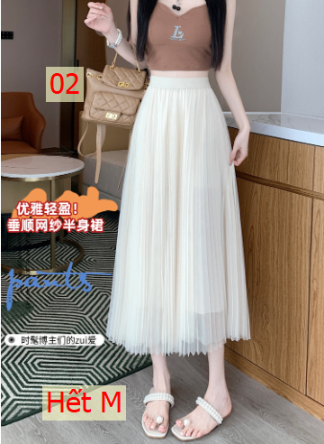 24HA242.06 - CHÂN VÁY XẾP LY DÁNG DÀI