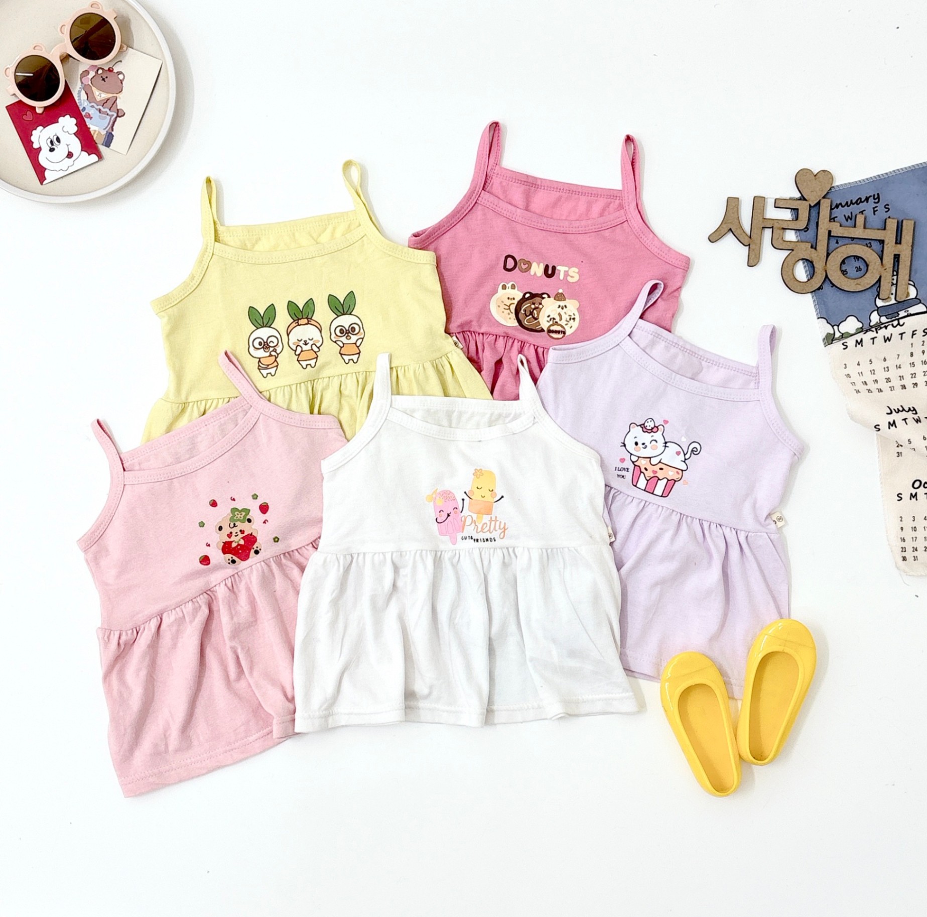 HAX2435 - SET 2 ÁO 2 DÂY COTTON XUẤT BÉ GÁI