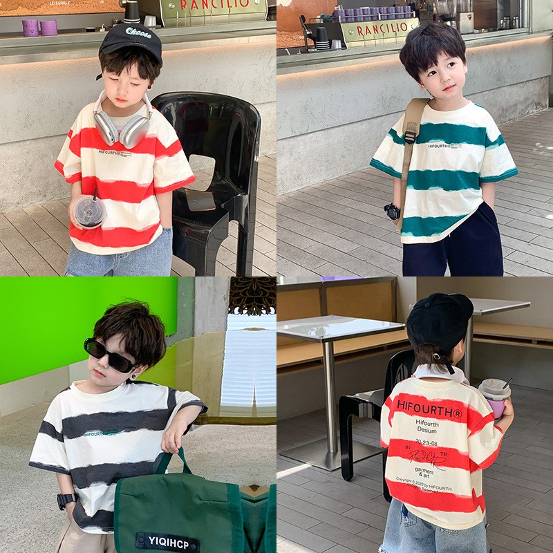 24HH33.03 - ÁO CỘC KẺ PHỐI MÀU BÉ TRAI H..ÃNG A.M.BB.KIDS