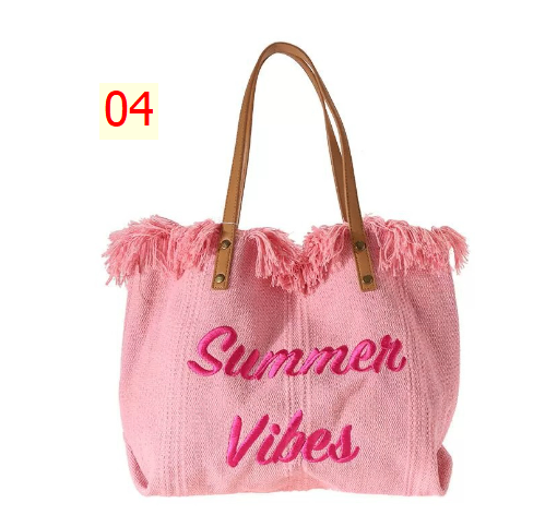 24HH53.06 - TÚI TOTE VẢI THÊU CHỮ