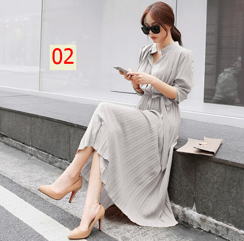 24HA83.03 - VÁY XẾP LY DÁNG DÀI