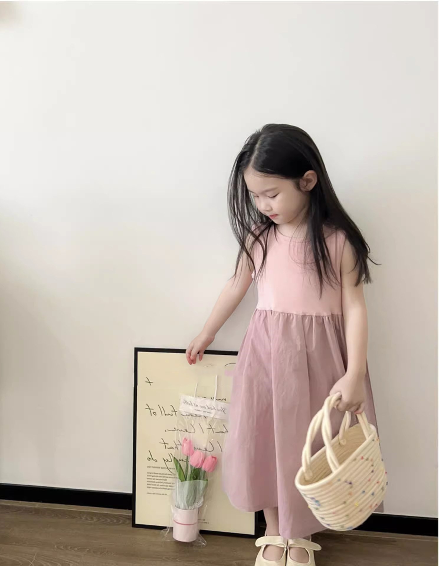 24HA113.05 - VÁY BA LỖ BÉ GÁI 2 MÀU