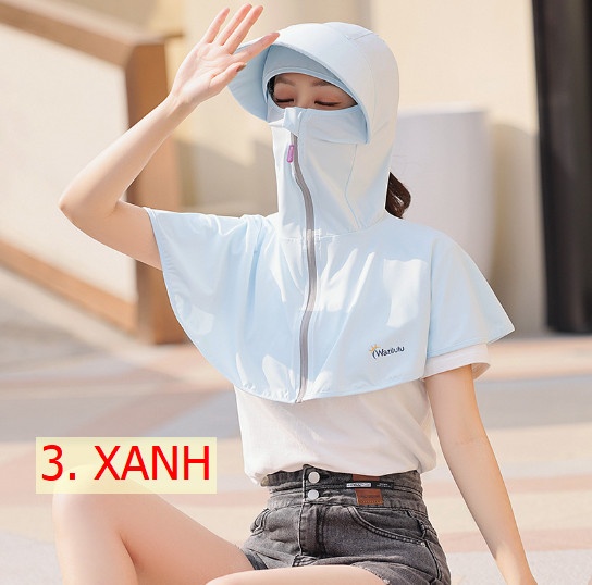 24HH193.06- SET MŨ TÍCH HỢP KHẨU TRANG + GĂNG TAY DÀI CHỐNG TIA UV