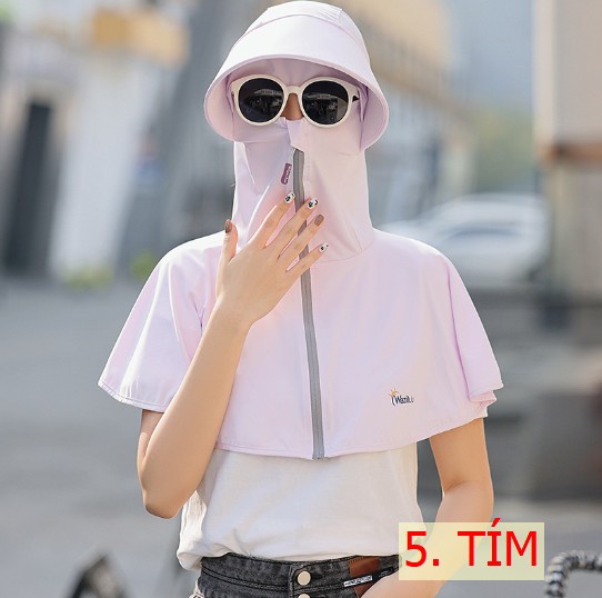 24HH193.06- SET MŨ TÍCH HỢP KHẨU TRANG + GĂNG TAY DÀI CHỐNG TIA UV