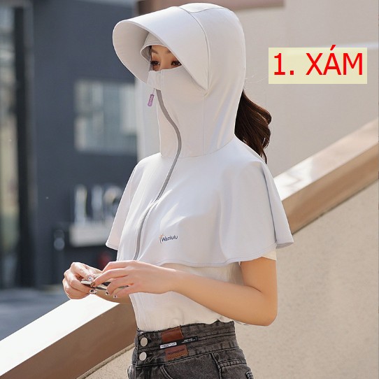 24HH193.06- SET MŨ TÍCH HỢP KHẨU TRANG + GĂNG TAY DÀI CHỐNG TIA UV