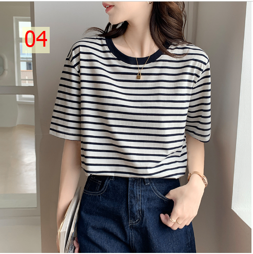 24HA233.03 - ÁO THUN KẺ NGANG NỮ