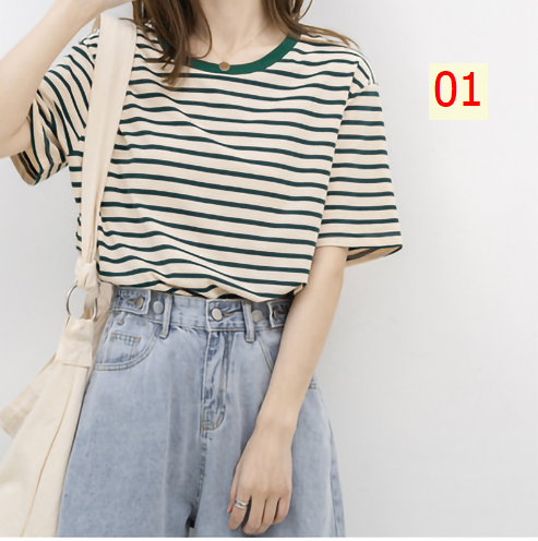 24HA233.03 - ÁO THUN KẺ NGANG NỮ