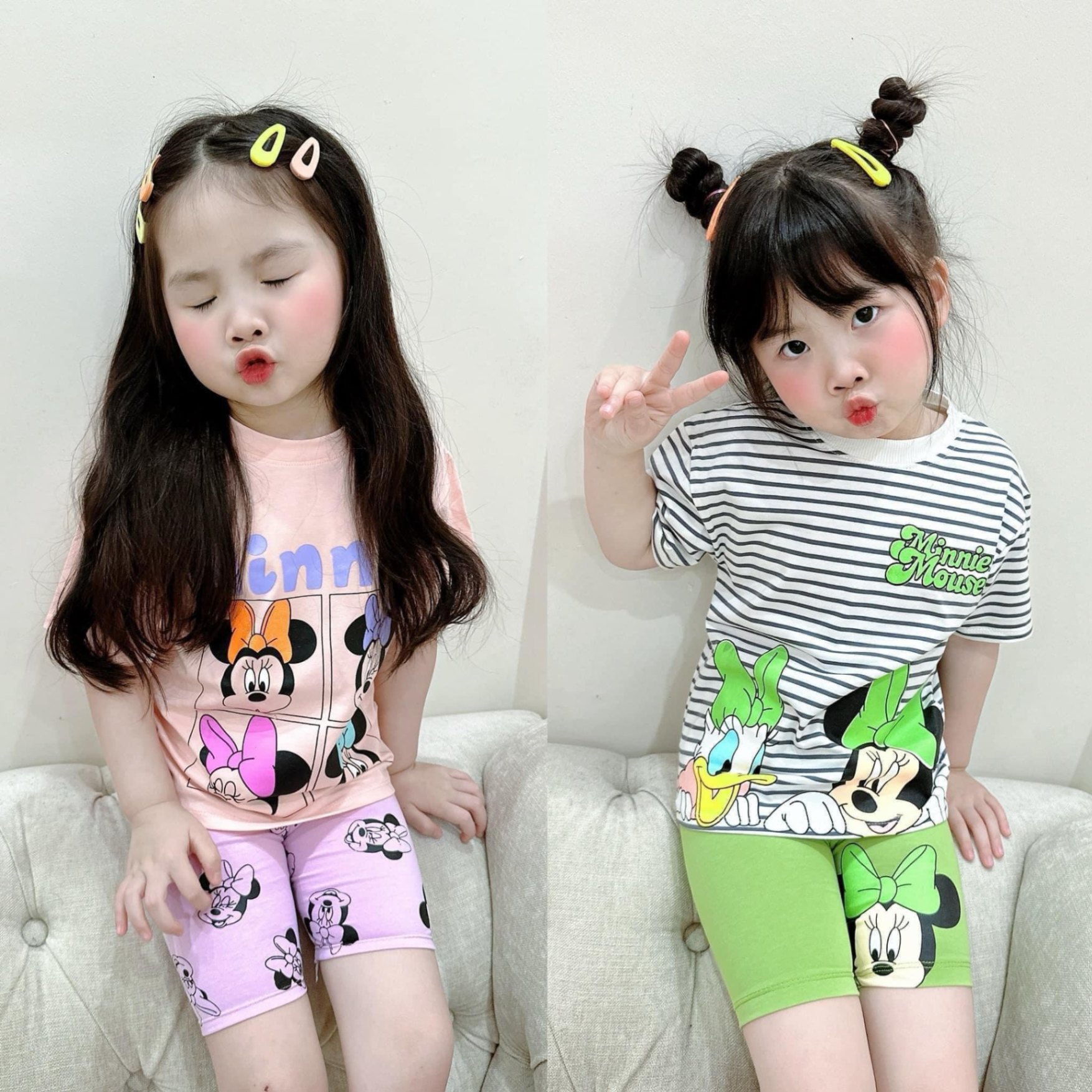 24HAVN04.233 - SET 2 BỘ MICKEY MINNIE MIX QUẦN LG BÉ GÁI