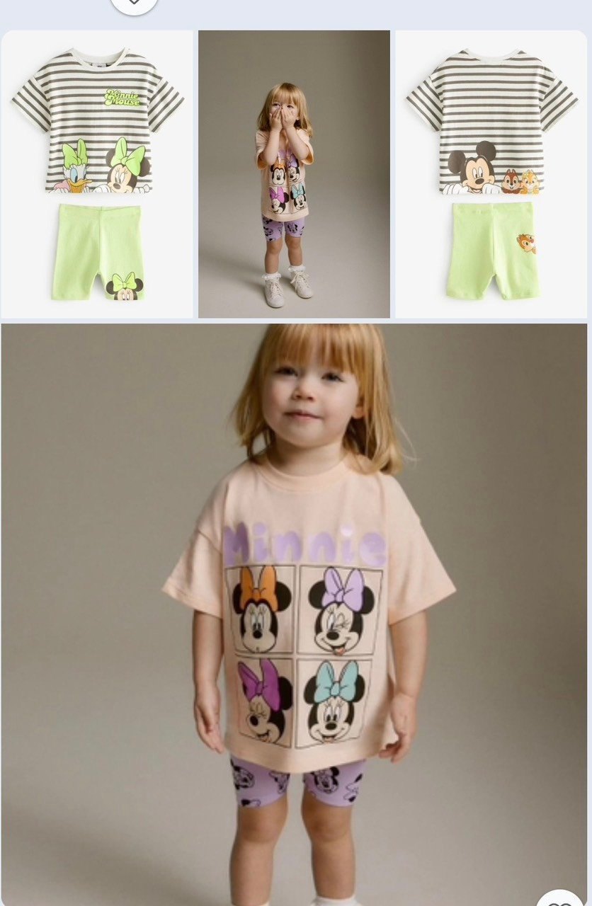 24HAVN04.233 - SET 2 BỘ MICKEY MINNIE MIX QUẦN LG BÉ GÁI