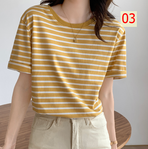 24HA233.03 - ÁO THUN KẺ NGANG NỮ