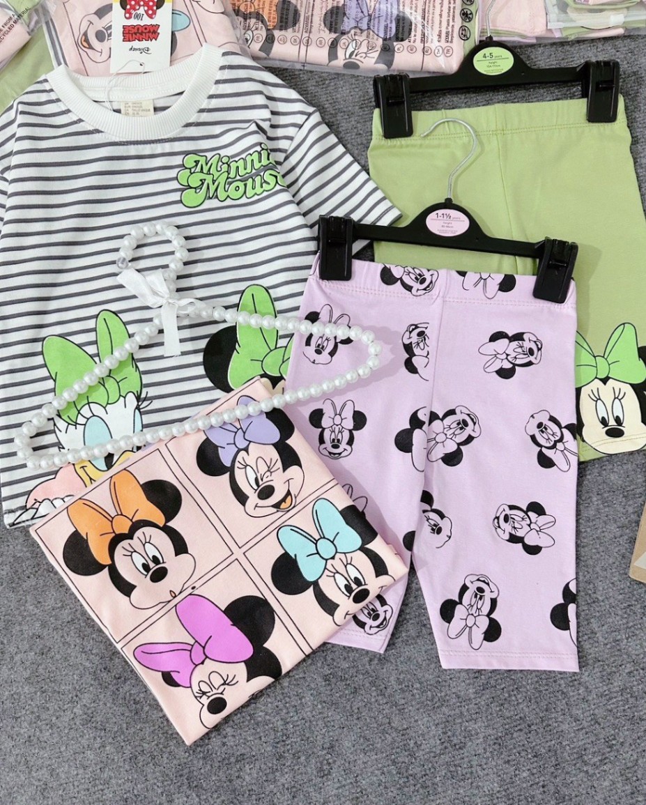 24HAVN04.233 - SET 2 BỘ MICKEY MINNIE MIX QUẦN LG BÉ GÁI