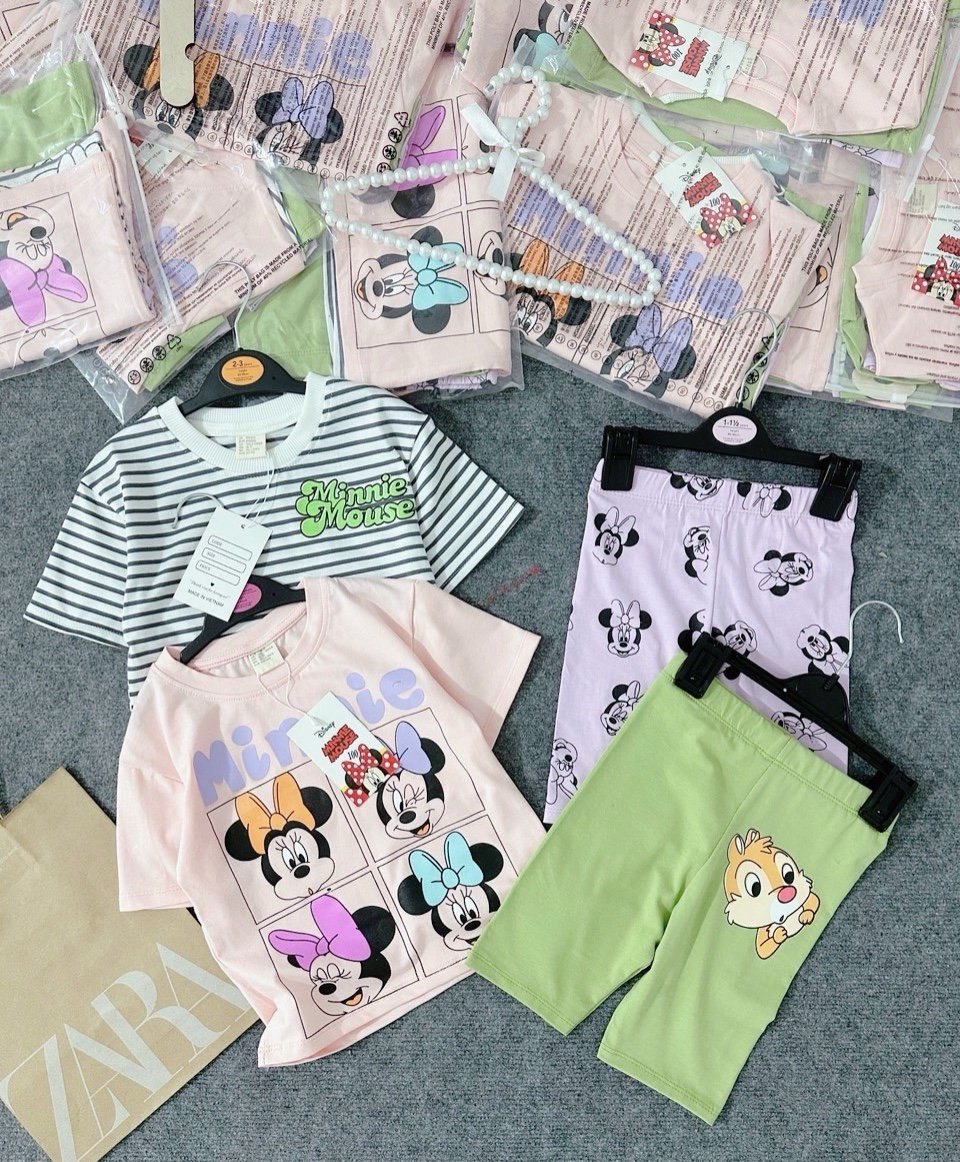 24HAVN04.233 - SET 2 BỘ MICKEY MINNIE MIX QUẦN LG BÉ GÁI