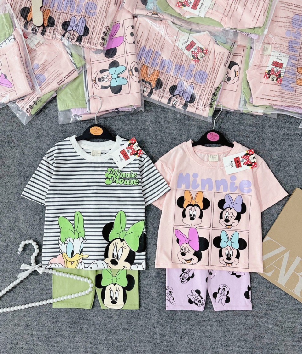 24HAVN04.233 - SET 2 BỘ MICKEY MINNIE MIX QUẦN LG BÉ GÁI